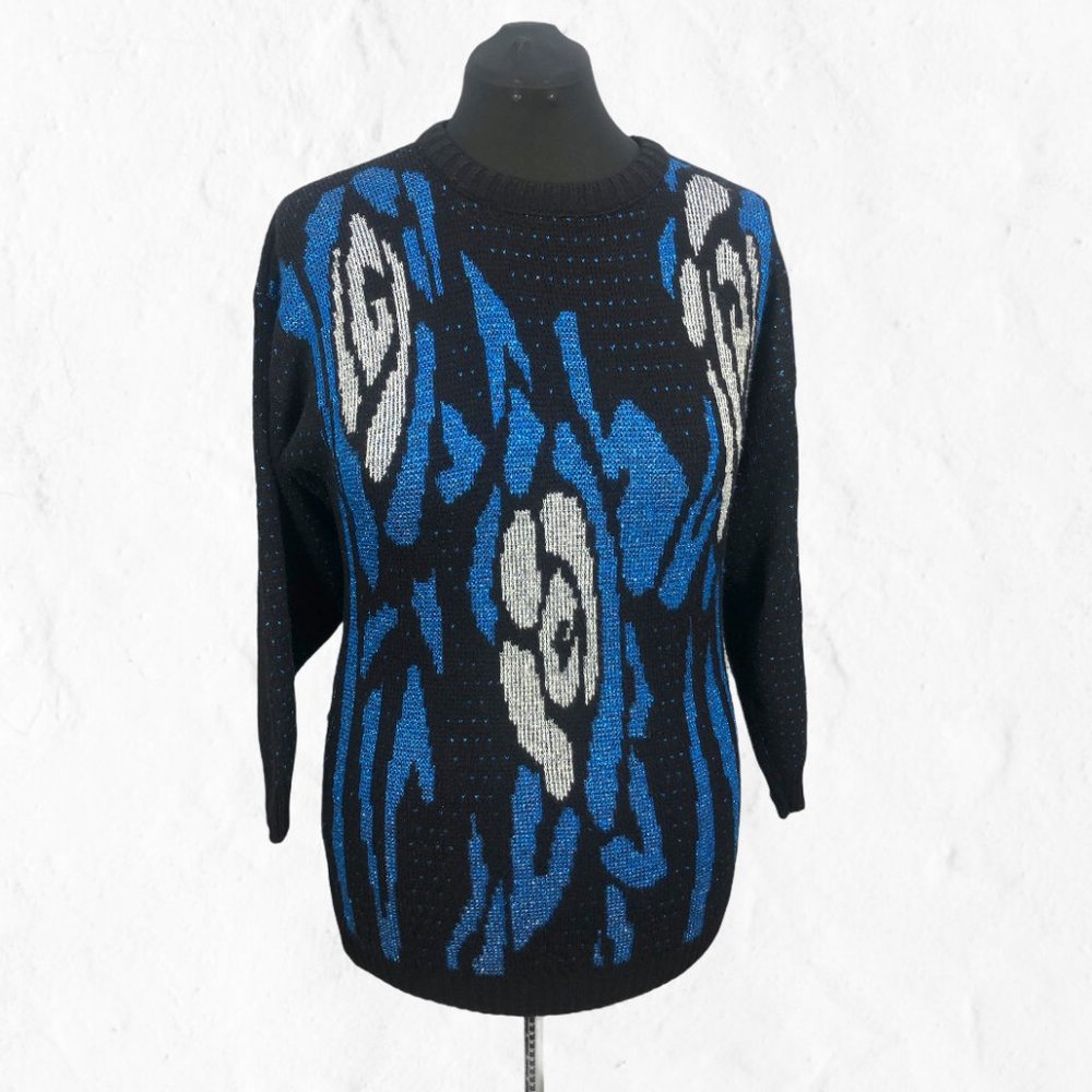 VTG Black/Blue Silver Ellen-D Kollection Sweater